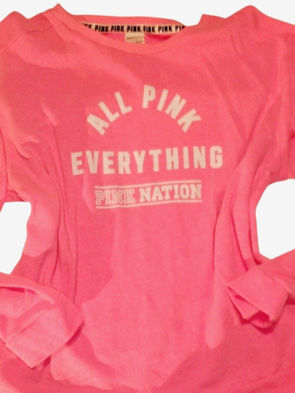 Victoria's Secret PINK Hot Pink Crewneck Sweater SIZE LARGE